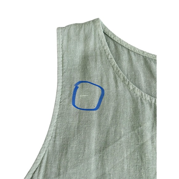Terzo Millennio Shift Dress Large Linen Sage Green Sleeveless Lagenlook Ruffled - Picture 8 of 9